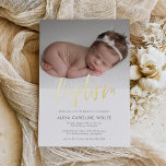 Simple Modern Calligraphy Baptism Photo<br><div class="desc">Simple Modern Calligraphy Baptism Photo foil Invitation features one photo,  along with modern calligraphy in real foil.</div>