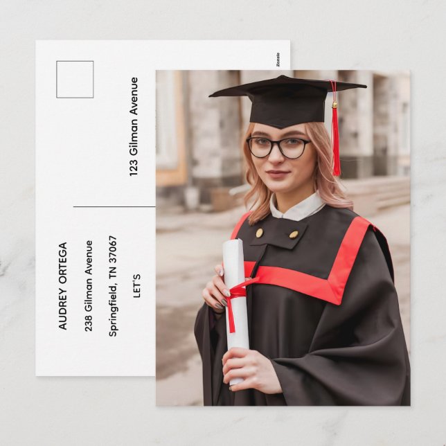 Simple Modern Calligraphy Graduation Invitation (Front/Back)
