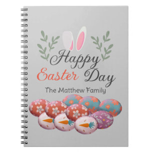 simple Modern Calligraphy Happy Easter family Notebook