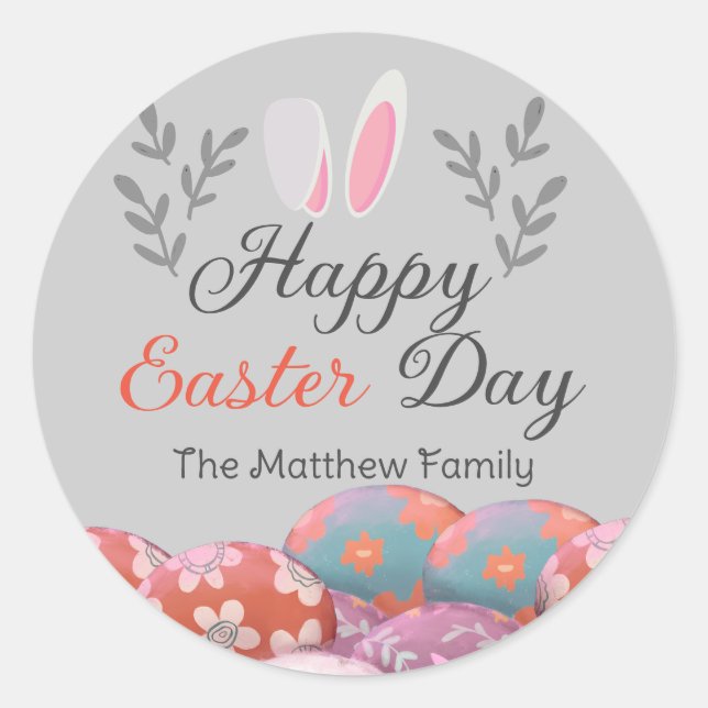 simple Modern Calligraphy Happy Easter to friends Classic Round Sticker (Front)