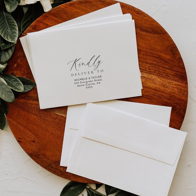 Simple Modern Calligraphy Kindly Deliver To Envelope (Wedding Modern Envelope Template)