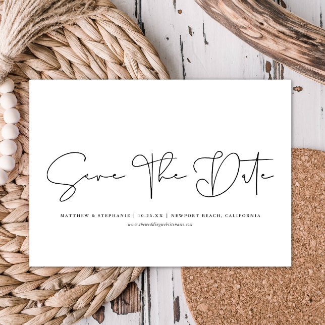 Simple Modern Calligraphy Non-Photo Save The Date  Invitation (Creator Uploaded)