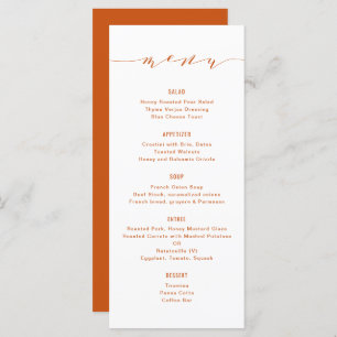 Simple Modern Calligraphy Orange Menu