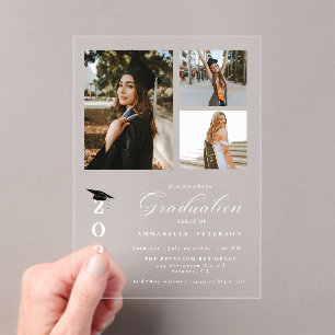 Simple Modern Calligraphy Photo Graduation Acrylic Invitations