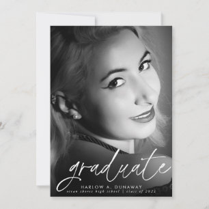 Simple Modern Calligraphy Photo Graduation  Announcement