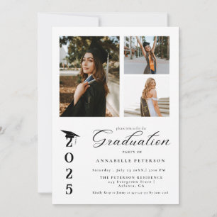 Simple Modern Calligraphy Photo Graduation Invitation