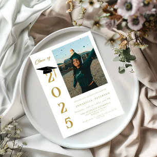 Simple Modern Calligraphy Photo Graduation Invitation