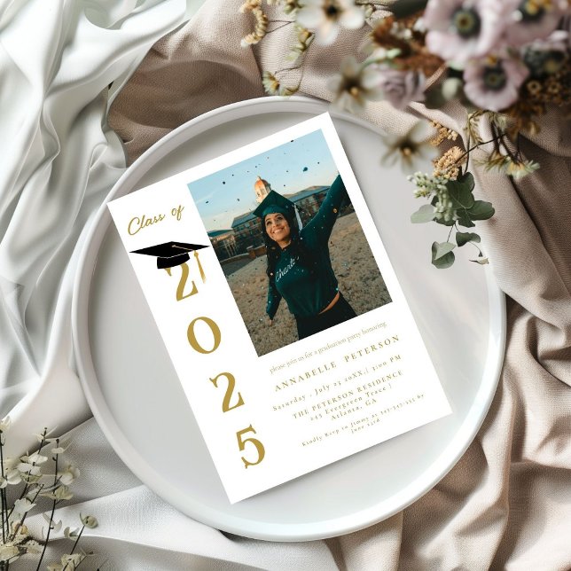 Simple Modern Calligraphy Photo Graduation Invitation (Creator Uploaded)
