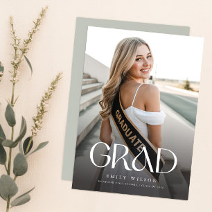 Simple Modern Calligraphy Photo Graduation Party Postcard