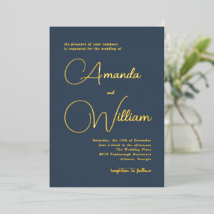 Simple Modern Calligraphy Script Navy Blue