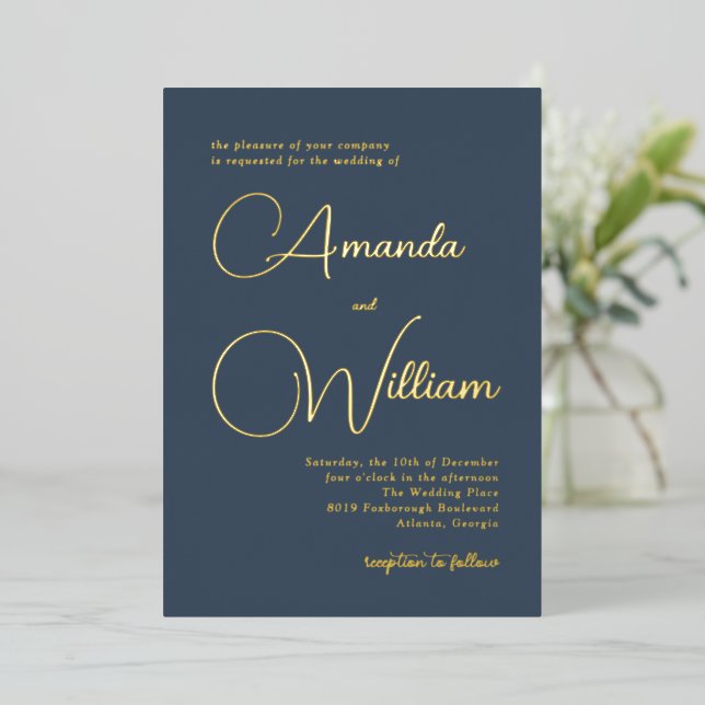 Simple Modern Calligraphy Script Navy Blue (Standing Front)