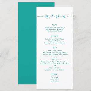 Simple Modern Calligraphy Turquoise Menu