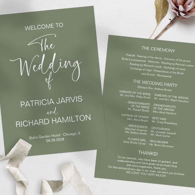 Simple Modern Calligraphy Wedding Program (Creator Uploaded)
