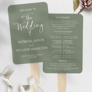 Simple Modern Calligraphy Wedding Program Hand Fan