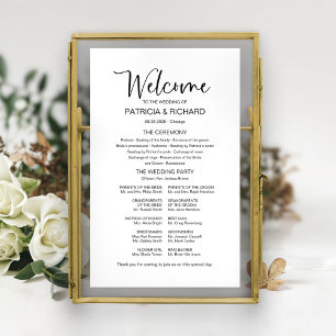 Simple Modern Calligraphy Wedding Program Sign