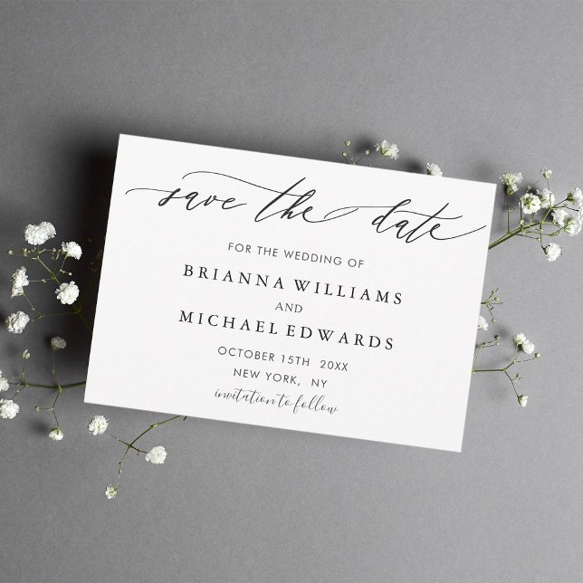 Simple Modern Calligraphy Wedding Save the Date (Creator Uploaded)