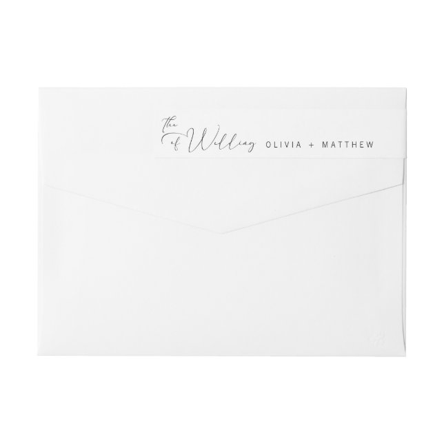 Simple Modern Calligraphy Wedding Wrap Around Label (Back)