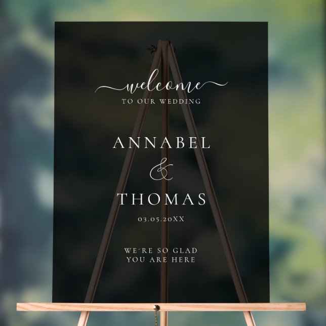 Simple Modern Calligraphy "Welcome"  Wedding Acrylic Sign (Neutral)