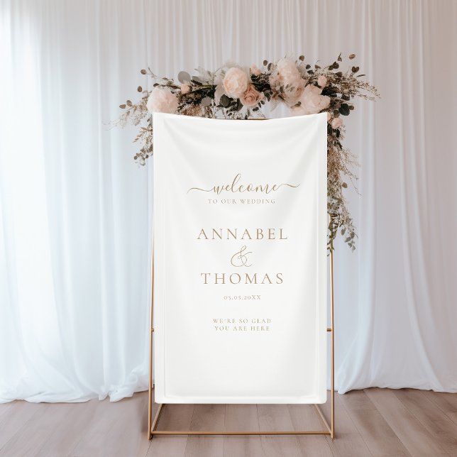 Simple Modern Calligraphy "Welcome"  Wedding Banner (Simple, Modern, Elegant, Calligraphy, White "Welcome" Wedding Banner.)