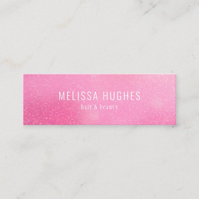Simple  Modern Candy Pink Glitter Mini Business Card (Front)