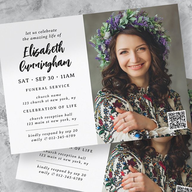 Simple Modern Celebration Of Life Funeral Invitation (Creator Uploaded)