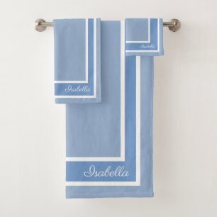 Simple Modern Cerulean Blue Bath Towel Set