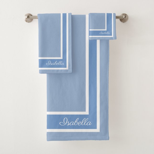 Simple Modern Cerulean Blue Bath Towel Set (Insitu)