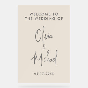 Simple Modern Champange Wedding Welcome Acrylic Sign