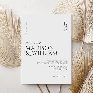 Simple Modern Chic Black and White Wedding Invitation