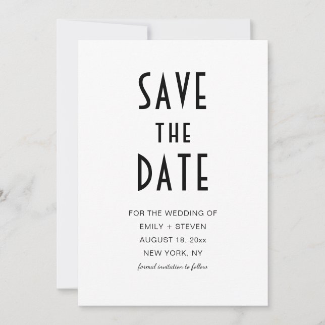 Simple Modern Chic Black Typography Photo Save The Date (Front)