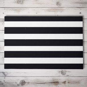 Simple Modern Chic - Black & White Striped Outdoor Doormat