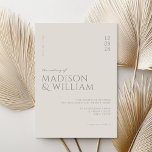 Simple Modern Chic Champagne Wedding Invitation<br><div class="desc">Modern wedding invitation featuring elegant chic design and minimalist style.</div>