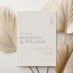 Simple Modern Chic Champagne Wedding Invitation