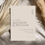 Simple Modern Chic Champagne Wedding Invitation<br><div class="desc">Modern wedding invitation featuring elegant chic design and minimalist style.</div>