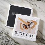 Simple Modern Chic Custom Best Dad Photo 2 Inch Square Button<br><div class="desc">Design is composed of modern chic typography with sans serif and serif font.</div>