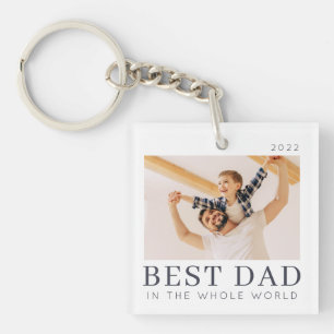 Simple Modern Chic Custom Best Dad Photo Keychain