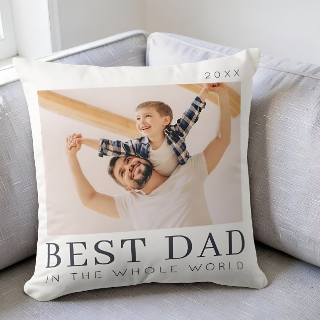 Simple Modern Chic Custom Best Dad Photo Throw Pillow (Creator Uploaded)
