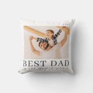 Simple Modern Chic Custom Best Dad Photo Throw Pillow