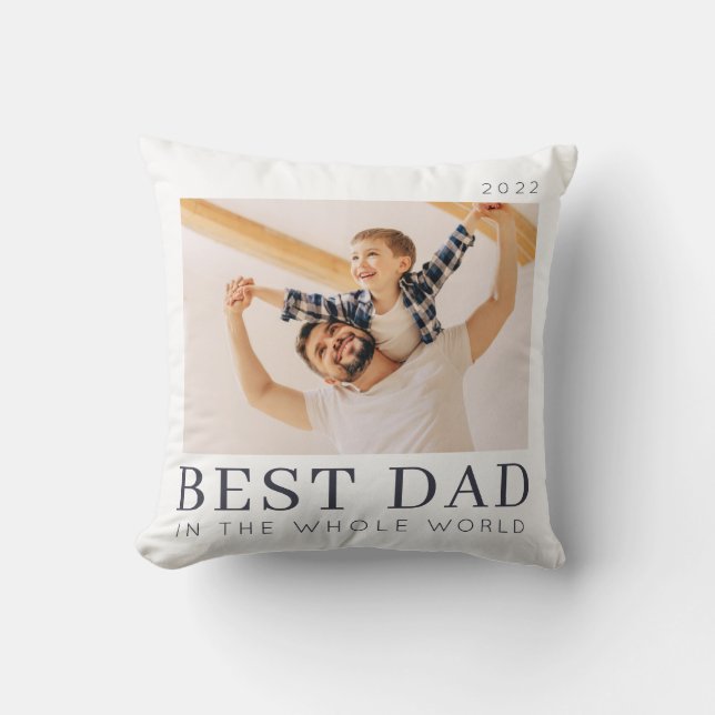 Simple Modern Chic Custom Best Dad Photo Throw Pillow (Front)