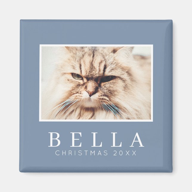 Simple Modern Chic Custom Family Pet Photo Holiday Magnet (Front)