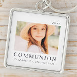 Simple Modern Chic Custom First Communion Photo Keychain<br><div class="desc">Design is composed of modern chic typography with sans serif and serif font. Add a custom photo of your son/daughter and year.</div>