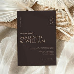 Simple Modern Chic Dark Brown Wedding Invitation<br><div class="desc">Modern wedding invitation featuring elegant chic design and minimalist style.</div>