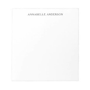 Simple Modern Chic Minimalist Black Font Name Notepad
