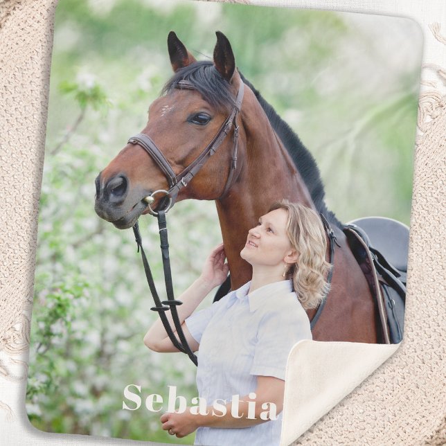 Simple Modern Chic Personalized Pet Horse Photo Sherpa Blanket (Creator Uploaded)