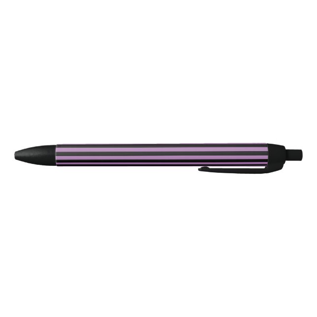 Simple Modern Chic Purple and Black Striped Black Ink Pen (Bottom)