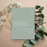 Simple Modern Chic Sage Green Wedding Invitation<br><div class="desc">Modern wedding invitation featuring elegant chic design and minimalist style.</div>