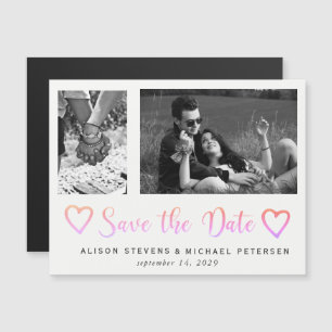 Simple modern chic script wedding photo save date magnetic invitation