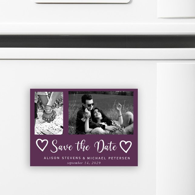 Simple modern chic script wedding photo save date magnetic invitation (Creator Uploaded)