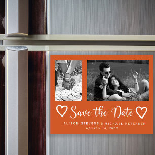Simple modern chic script wedding photo save date magnetic invitation
