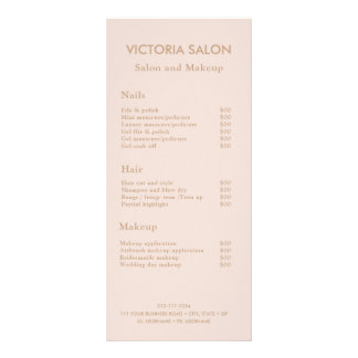 Simple Modern Chic Unique Pale Blush Salon Makeup  Rack Card